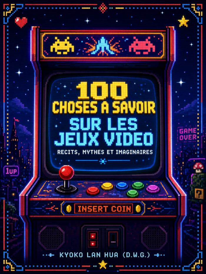 Couverture du livre : une borne d'arcade pixel-art affichant le titre 100 choses à savoir sur les jeux vidéo